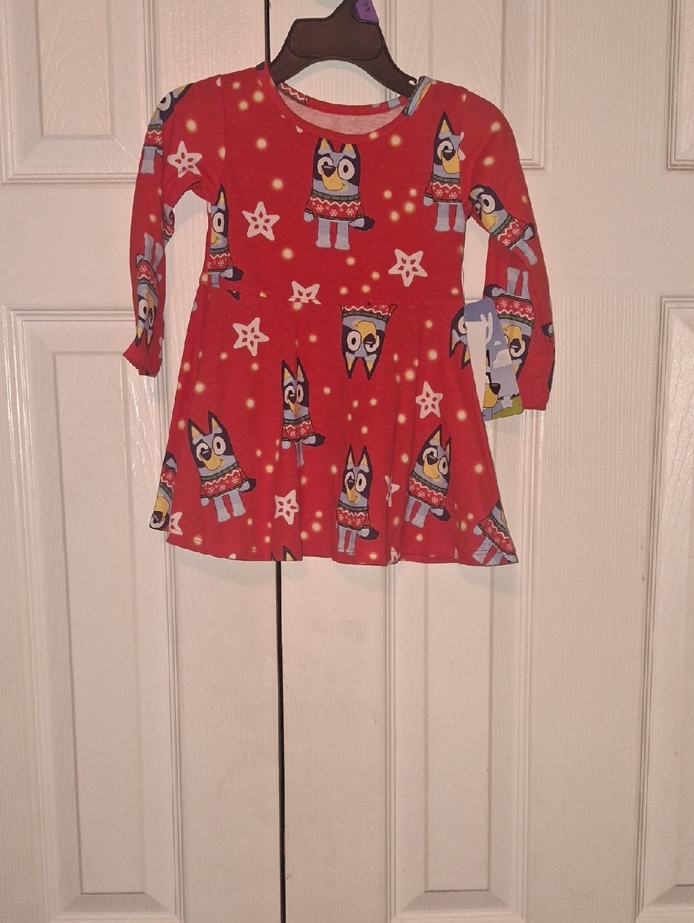 Girls' Red Owl Print Long-Sleeve Dress
